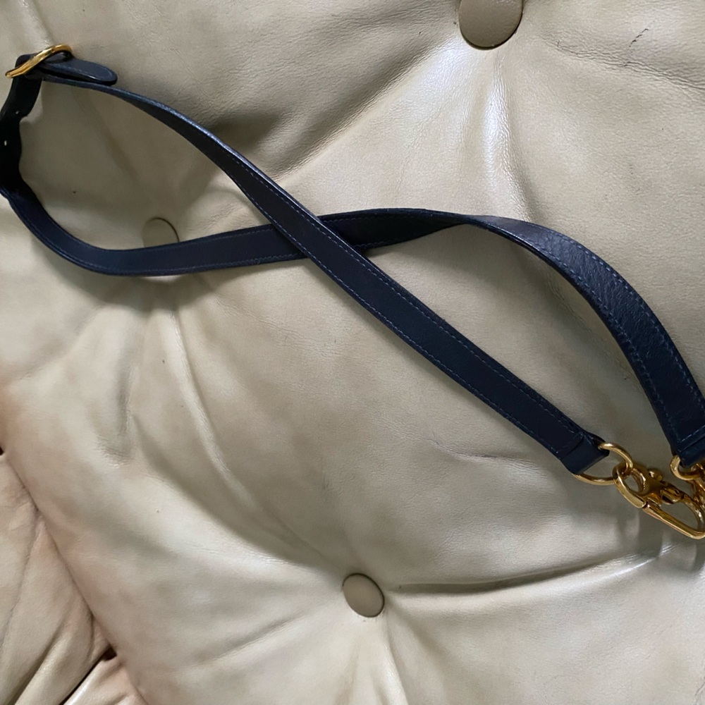 Vintage GUCCI Replacement Bag Strap Dark Blue Authentic Sherry Leather - Picture 2 of 7
